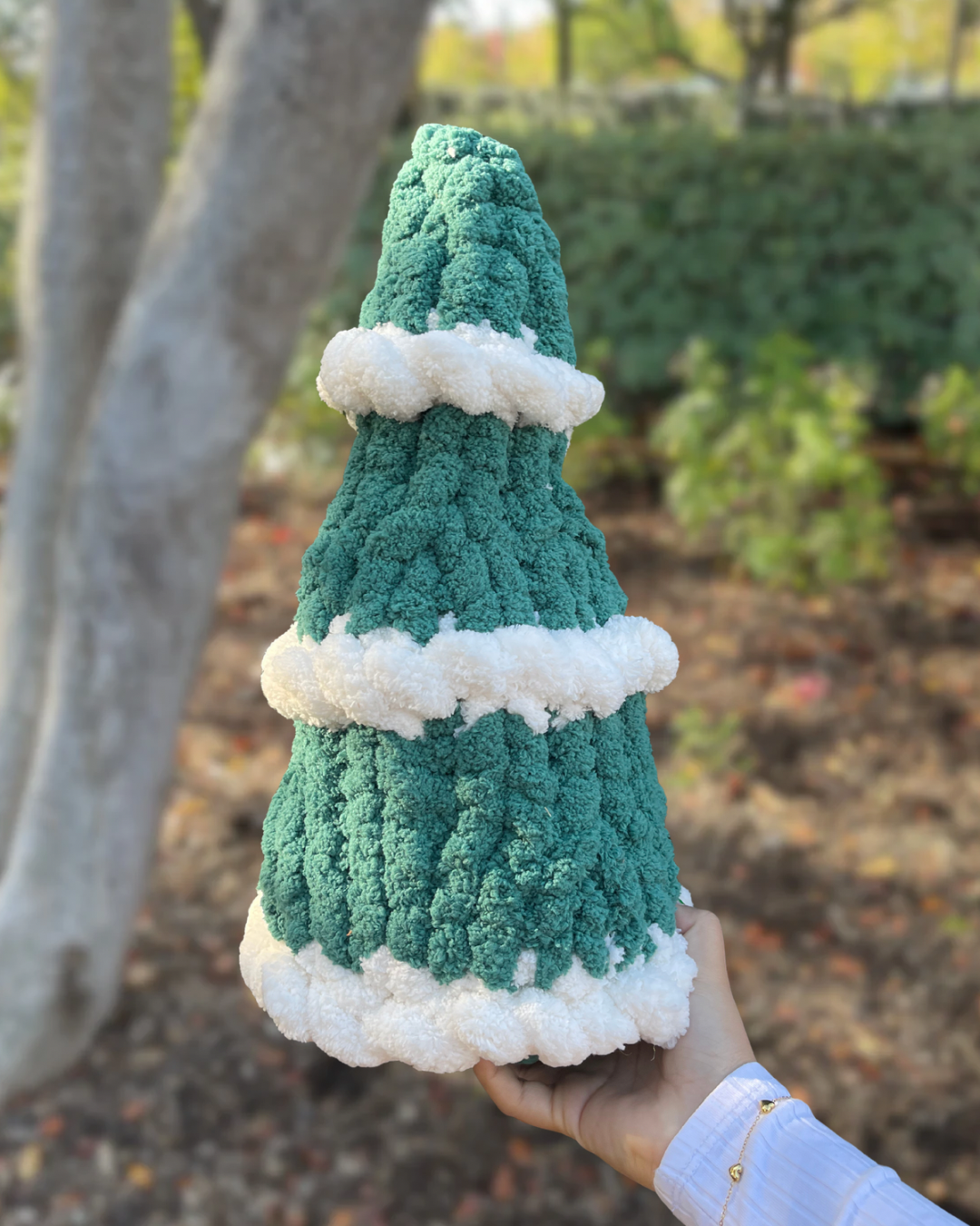 Finger Knit Christmas Trees - Large