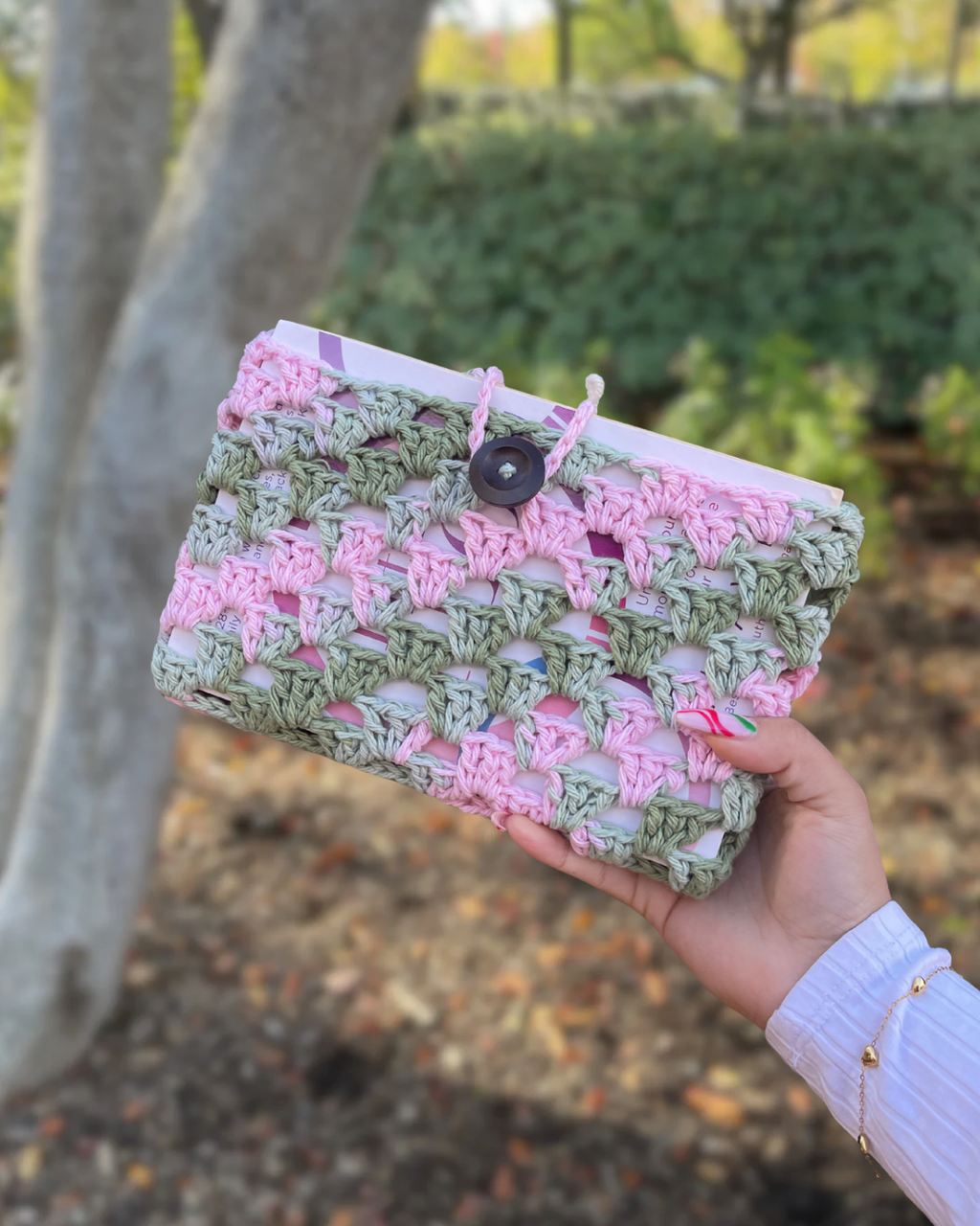 Crochet Button Book Case