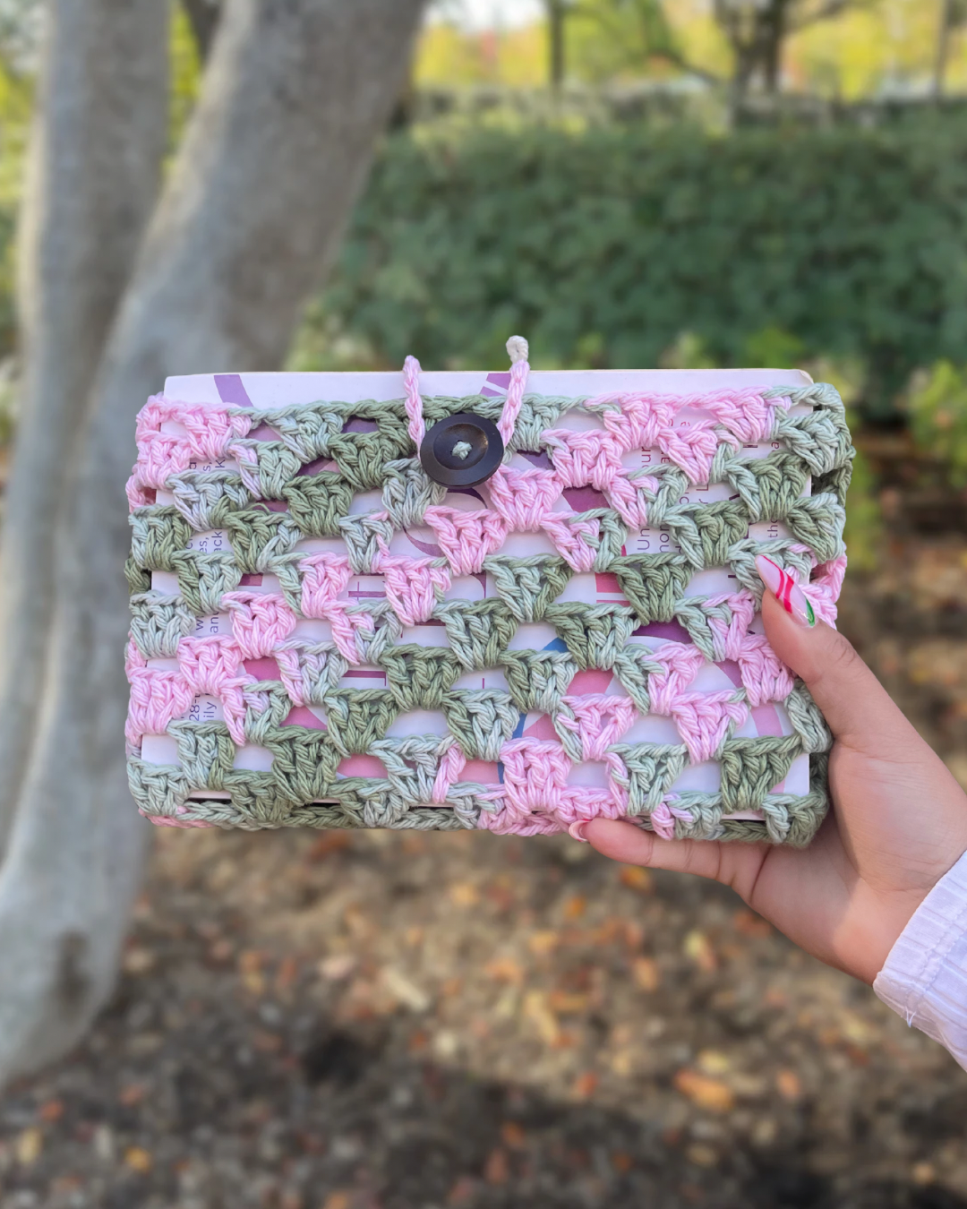 Crochet Button Book Case